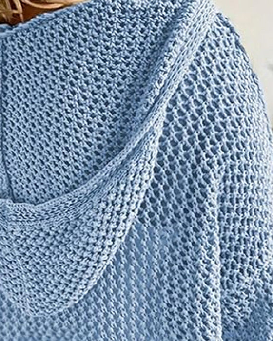 Damtoppar Virkad Hålig Med Huva Långärmad