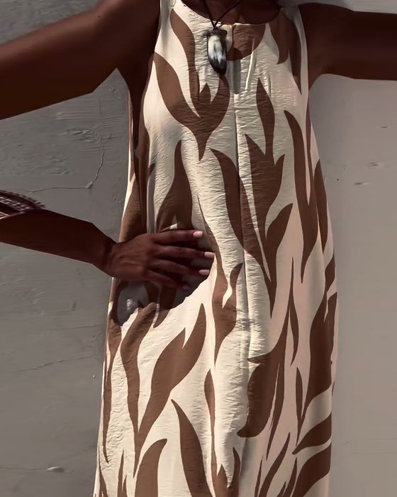 Klänning ärmlös Rygglös Tryckt