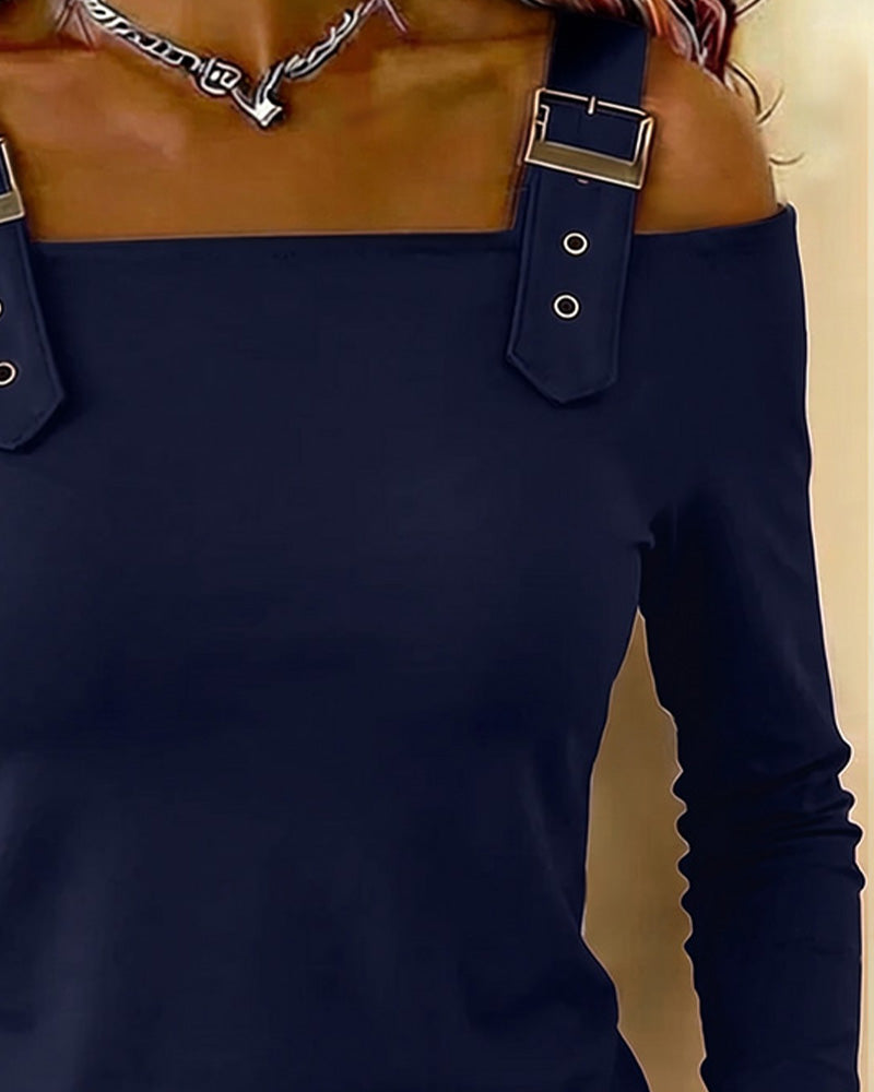 Topp Lång Ärm Off-Shoulder Kamisol