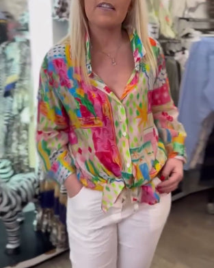 Skjorta Färgglad Stilren Krage