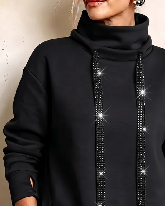 Sweatshirt Hög Hals Strass Dragsko