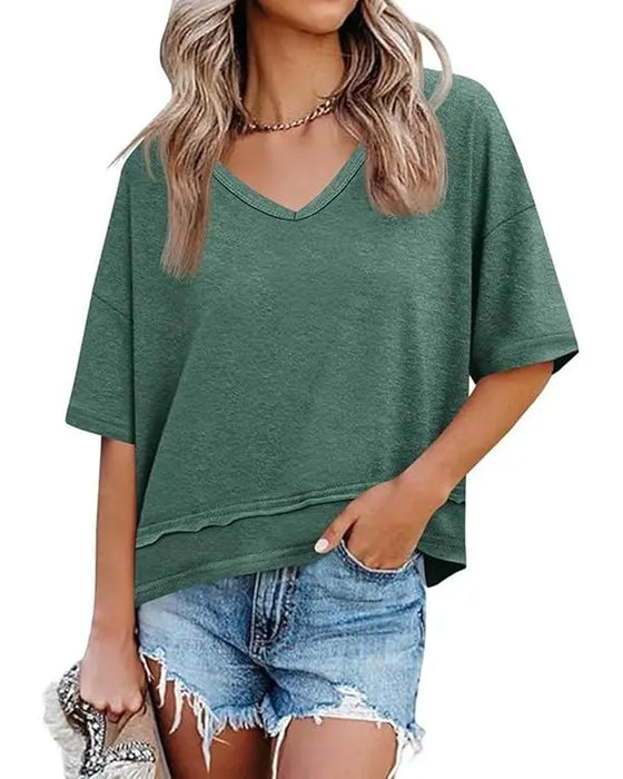 Enfärgad T-Shirt V-Hals