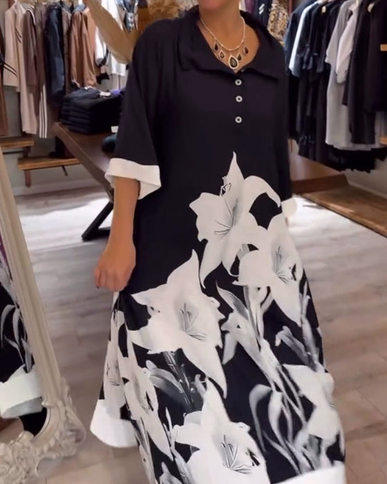 Klänning Slagtryckt Oversized Maxi