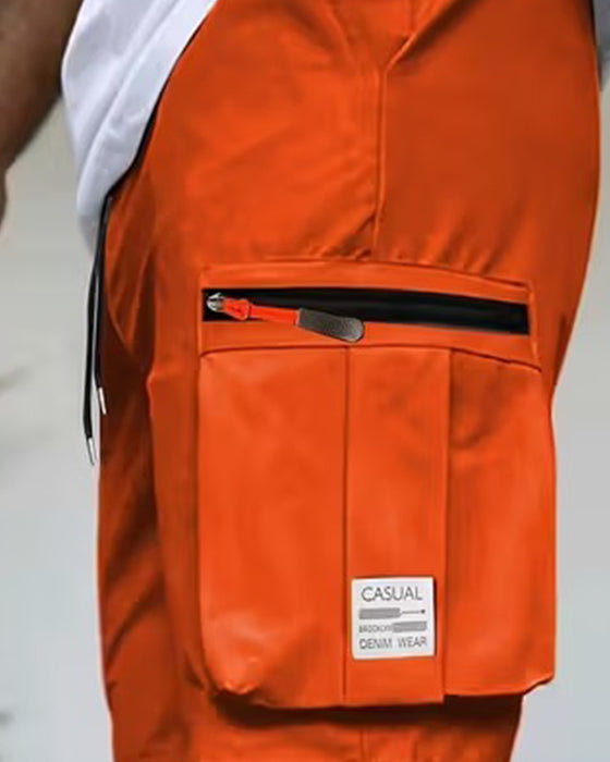 Herr Byxa Enfärgad Loose Fit Kort Cargo