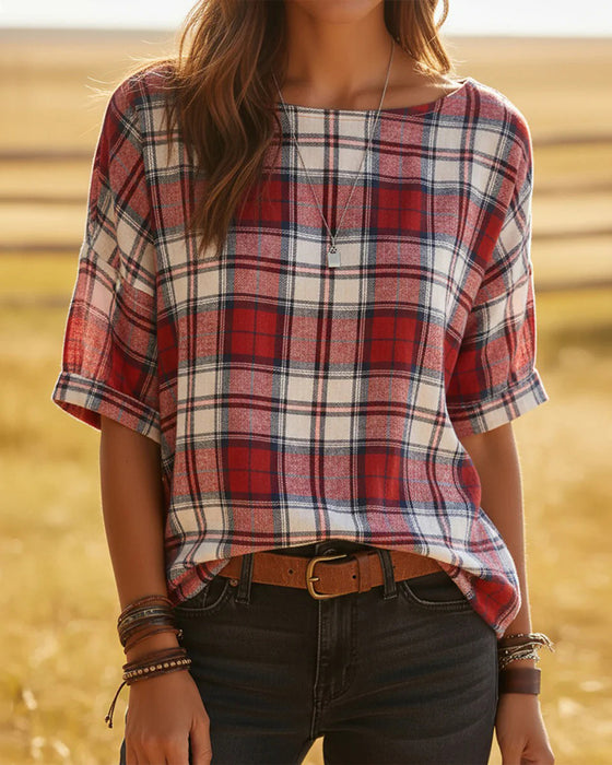 Blusar Rundhals Tartan