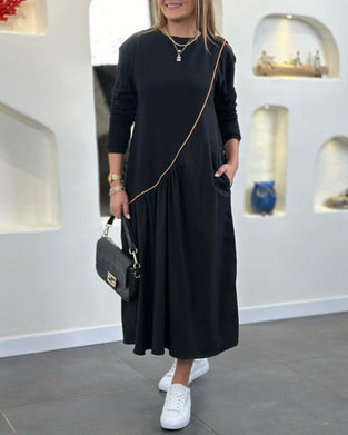 Skiftklänning med ficka och långärmad