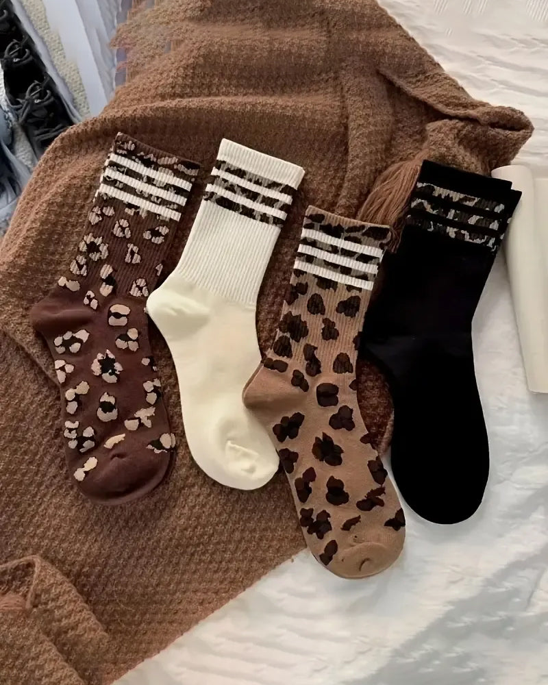 Strumpor Leopardmönster Knähöga