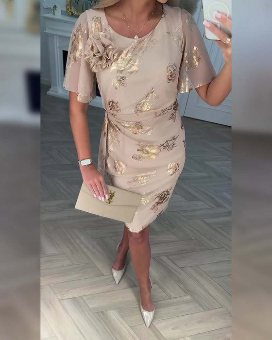 Klänning Bronsering Midjeknäppning Elegant