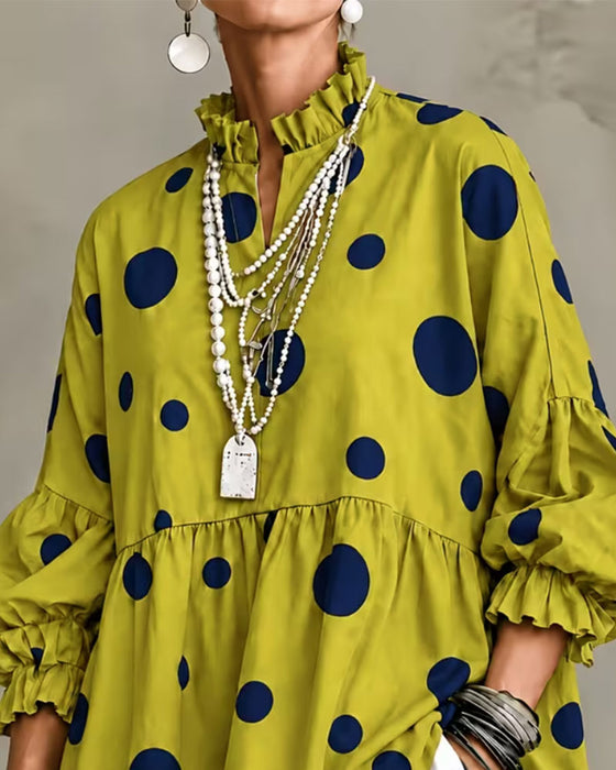 Blus Stor Prickig Volang