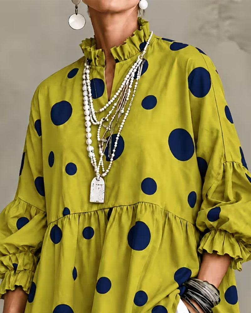 Blus Stor Prickig Volang