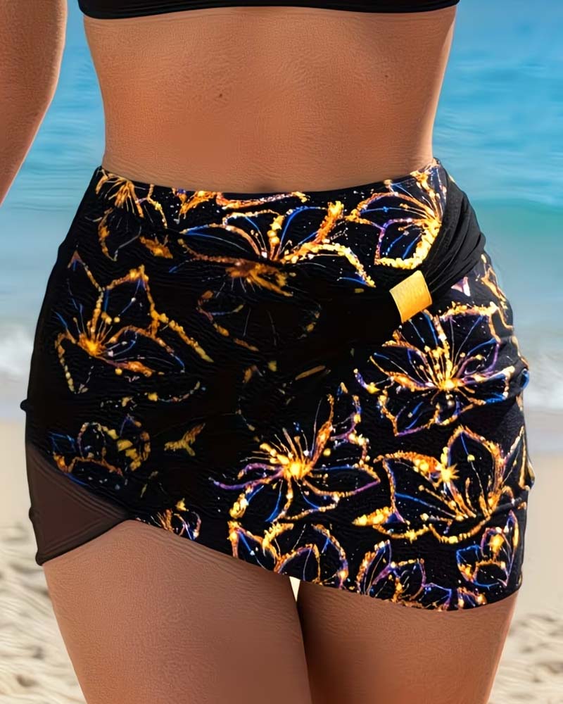 Bikini Sexig Blommig Kjoledräktad