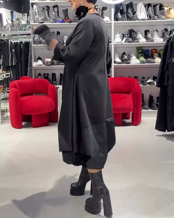 Klänning enfärgad fashionabla lapptäcke