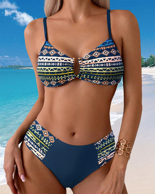 Bikini Tryckt Semesterstil Sexig Twodelad