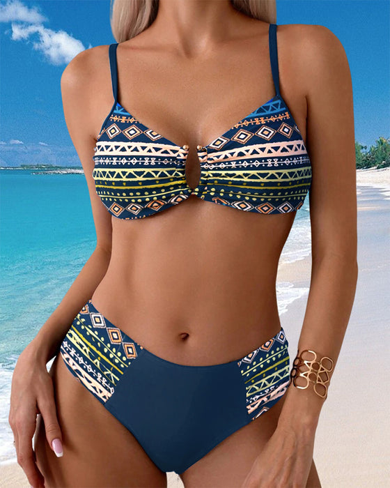 Bikini Tryckt Semesterstil Sexig Twodelad