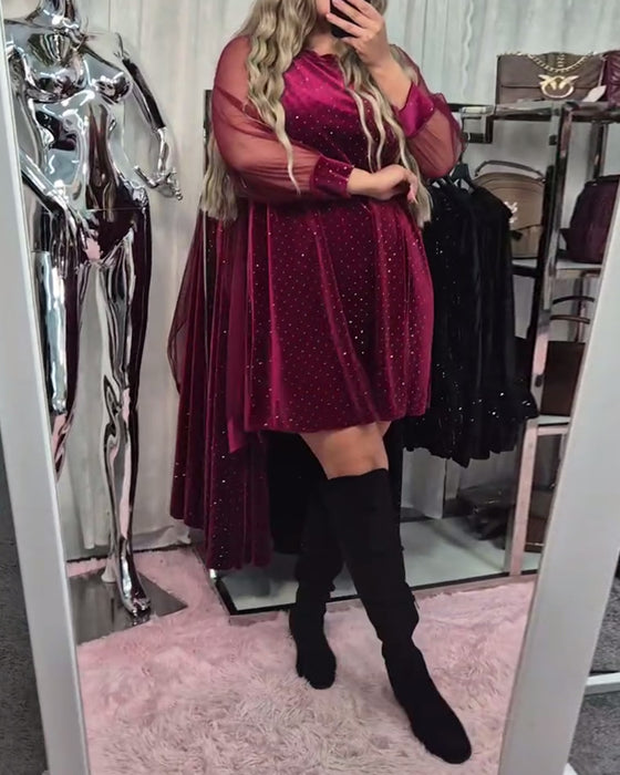 Klänning Nät Långärmad Elegant