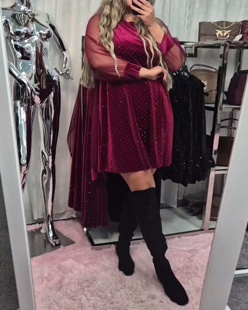 Klänning Nät Långärmad Elegant