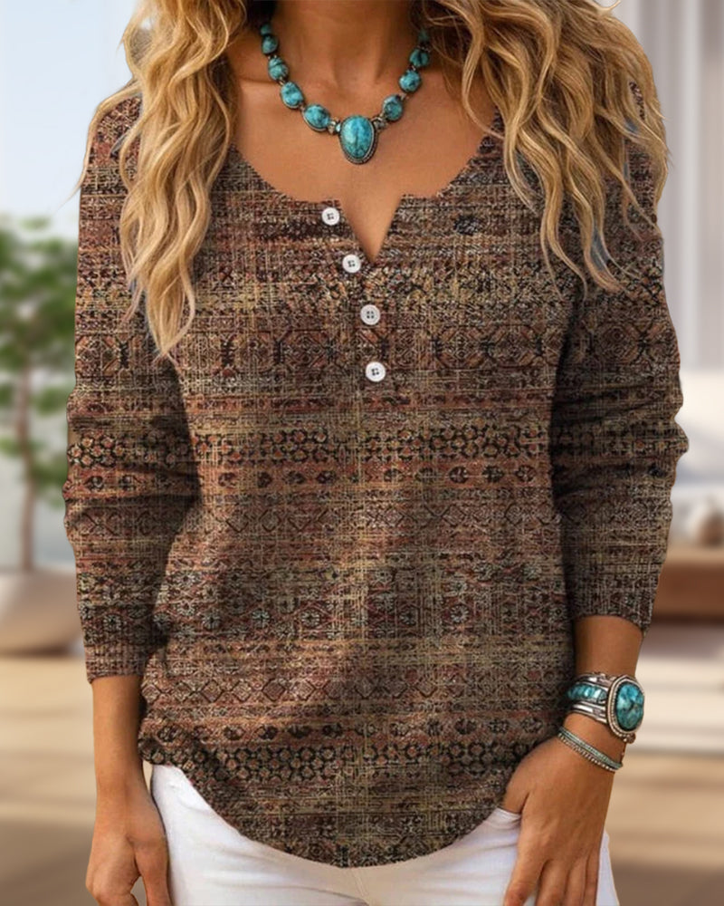 Top Med Vintage Stil, Kausal Stämning Och Knappad Detalj