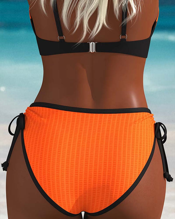 Bikini Kontrastfärg Push-Up Dragsko