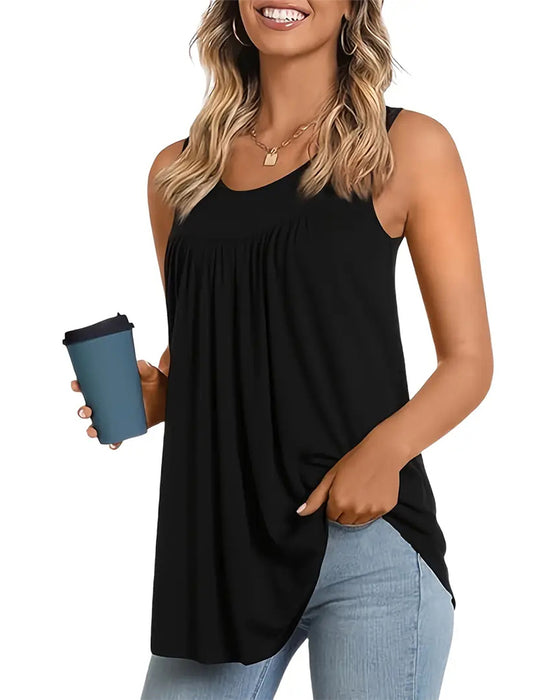 Tredelad set Ärmlös Plisserad Löst sittande väst