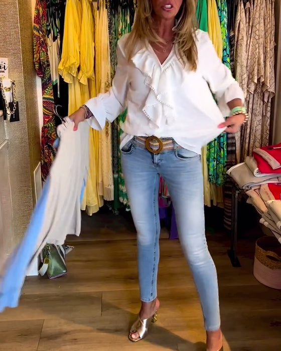 Damdesignerblusar med volang