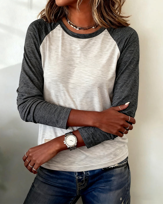 Top Långärmad Färgblockad Raglanärm