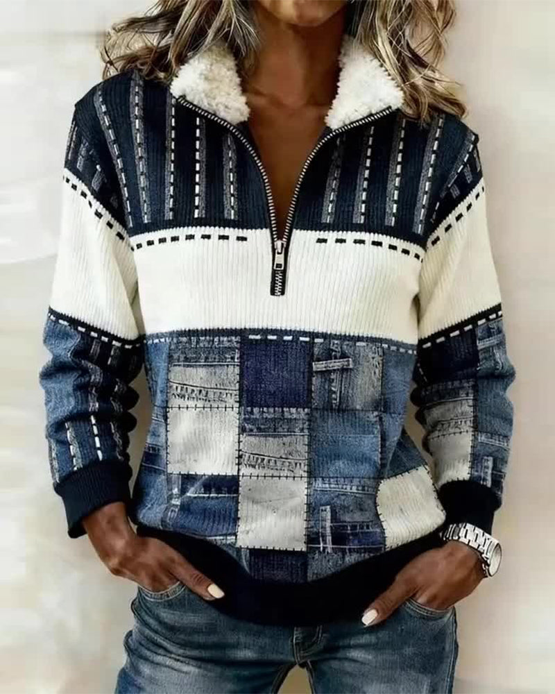 Retro Sweatshirt Med Halvblås