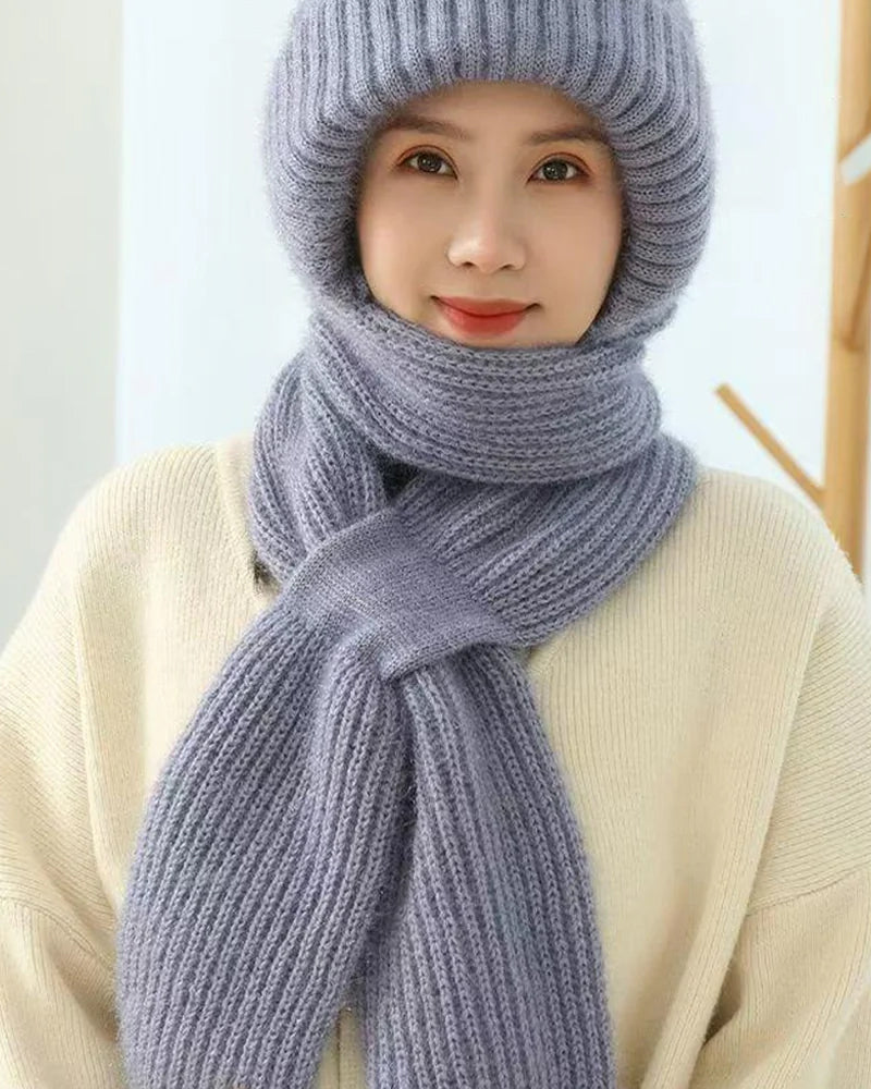 Vinter Mångsidig Stickad Huva Halsduk För Kvinnor