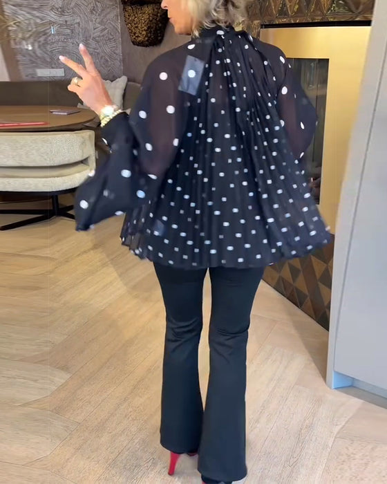 Långärmad Blus Med Ballongärmar Och Band