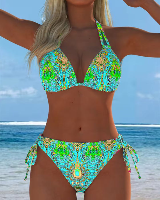 Bikini Färgad Halter Tryck