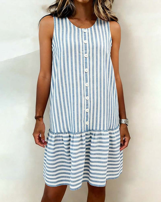 Dress Ärmlös Randig A-linje