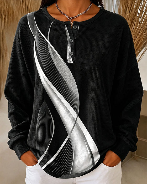 Sweatshirt Våffla Casual Knapp