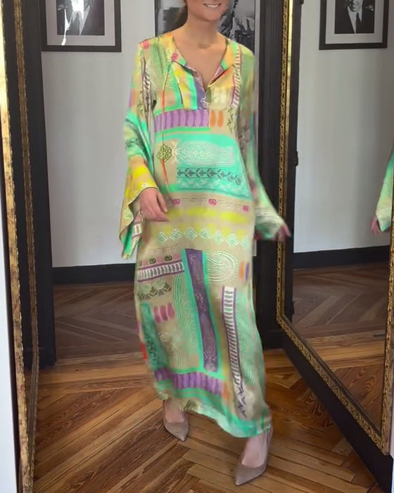 Klänning Med Lång Ärm Och Knytmönster