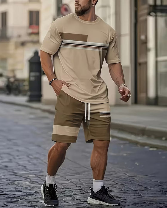 Set Randig Casual Kort Ärm
