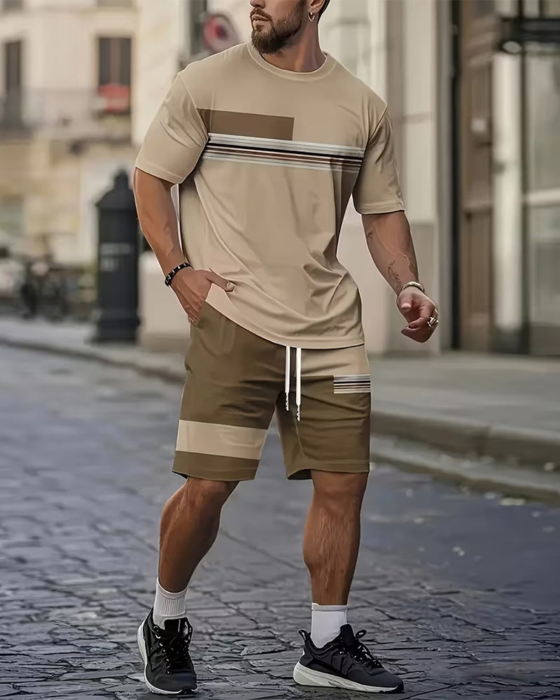 Set Randig Casual Kort Ärm