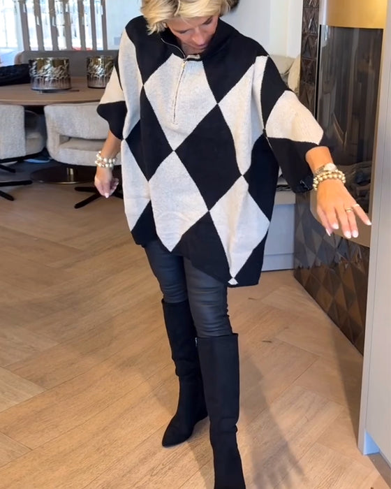 Tröja Ståkrage Argyle Oregelbunden