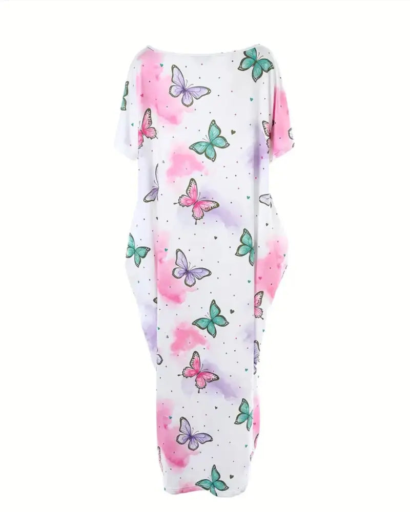 Klänning Avslappnad Semestertryck Lös