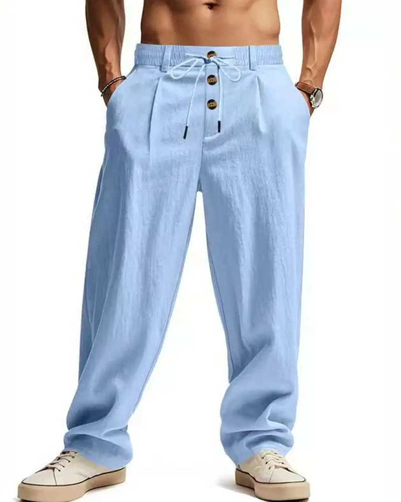 Byxor Casual Enfärgad Raka Ben