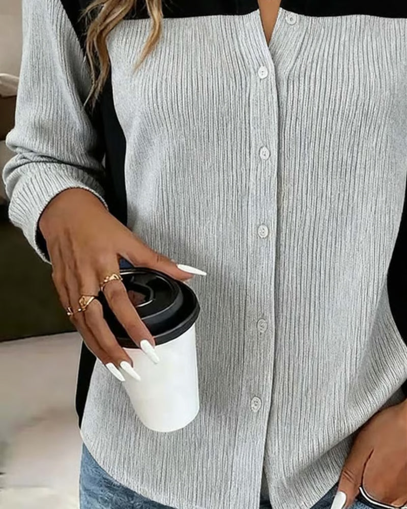 Skjorta Ribbad Färgblock Casual