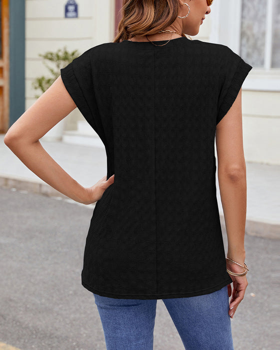 T-Shirt Rund Hals Enfärgad Kort Ärm