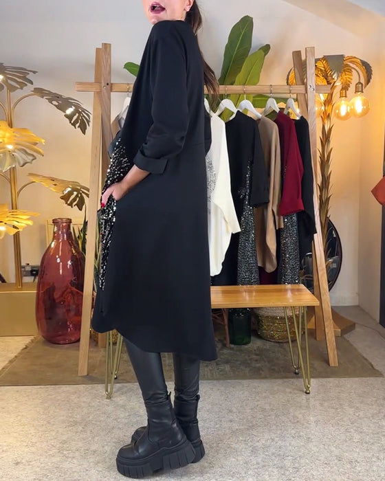 Klänning Långärmad Lös Paljett