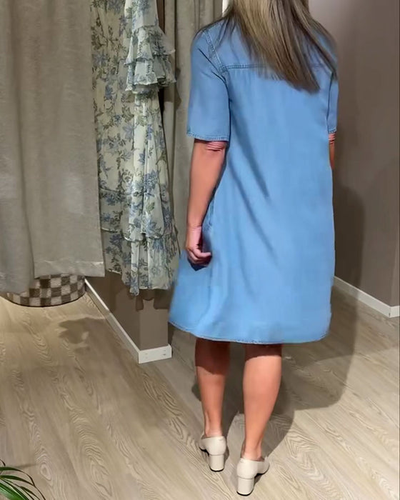 Klänning Denim Camp Krage Knapp-Fram Skjorta