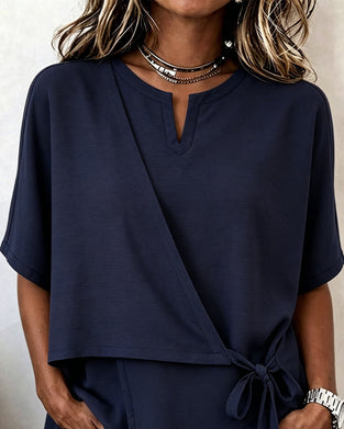 Blus Casual Knytning Solid