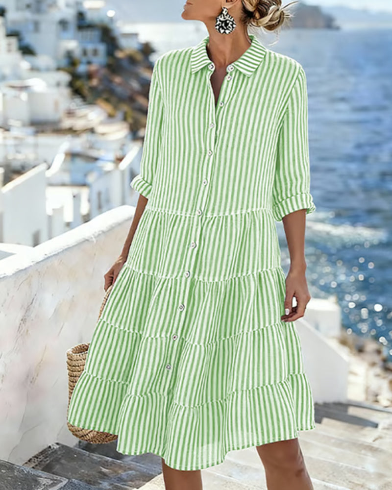 Klänning Vertikalrandig Skjorta