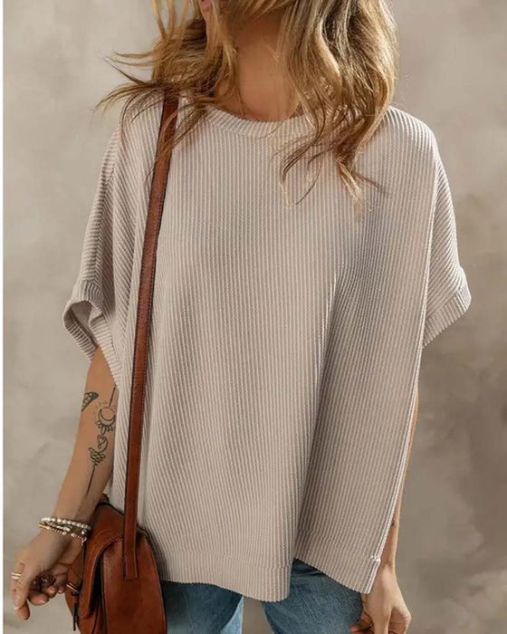 T-Shirt Lös Passform Rund Hals Casual