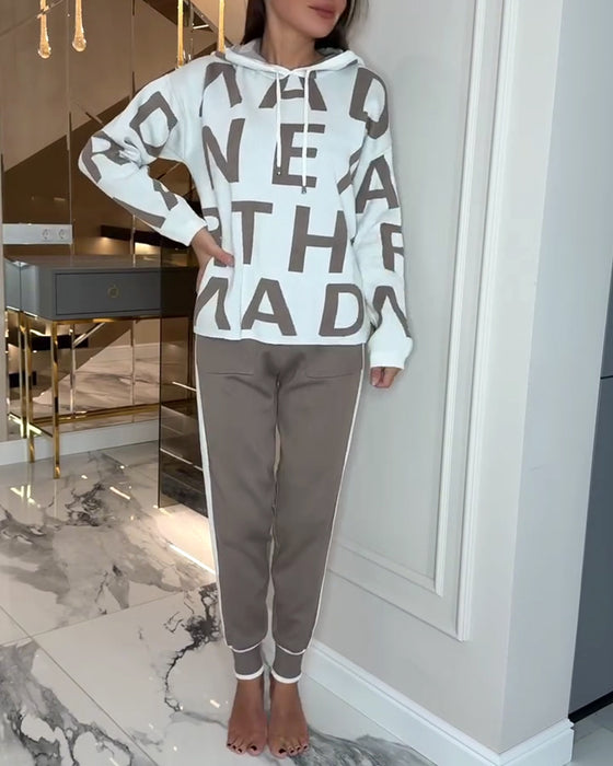 Tvådelad Set Med Huva Och Bokstavsprint