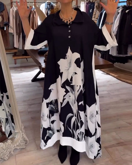 Klänning Slagtryckt Oversized Maxi