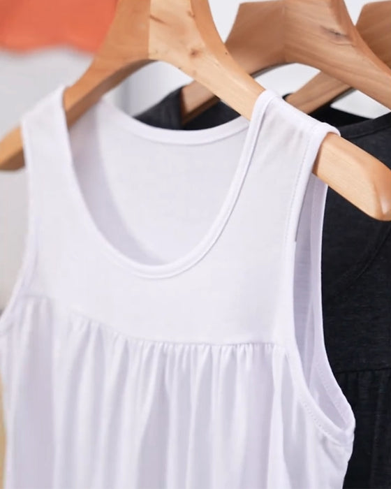 Tredelad set Ärmlös Plisserad Löst sittande väst