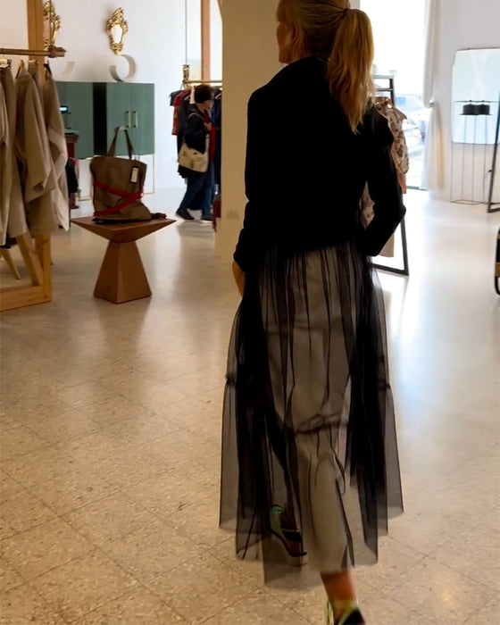 Skjorta Fashionabla Flowy Mesh Lång