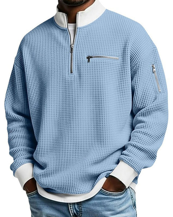 Sweatshirt Ståkrage Kontrasterande Dragkedja