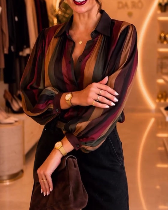 Blus Retro Rand Puffärm